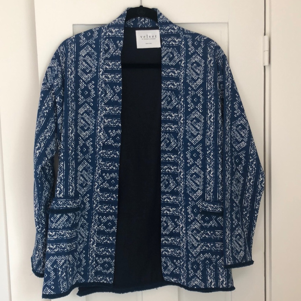 Velvet by Graham & Spencer Navy Patterned Blazer
